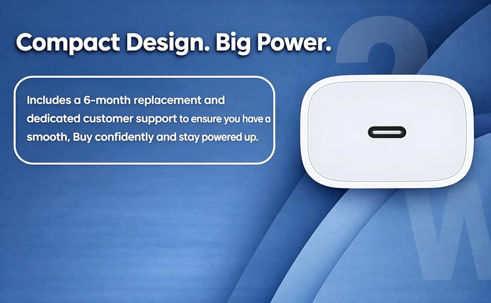 AppleAura iPhone 20W-60W USB-C Charger Adapter for iPhone, iPad, Airpod's &amp; for Android Mobiles with Fast Charging. with 1 Year Warranty
