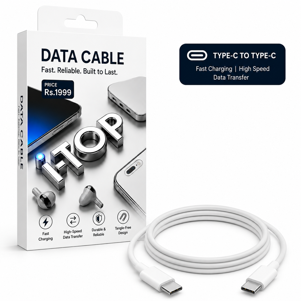 i-Top Type C to Type C fast charging data cable. come with 3 Months manufacturing warranty.