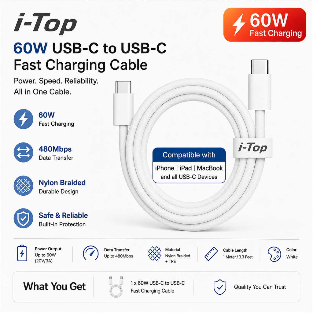 i-Top Type C to Type C Data cable for iPhone 15.