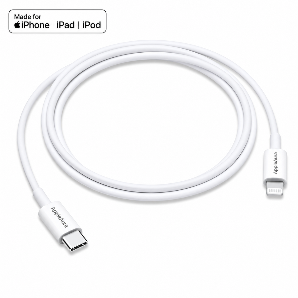 AppleAura Type C to Lightning Fast Charging Cable With High-Speed Data Transfer Compatible with iPhone 14/14 Pro/ 14 Pro Max with 1 Year Manufacturing Warranty.