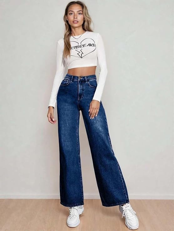 KOTTi Women’s High-Waist Straight-Fit Denim Jeans – Style and Fashionable Casual Wear