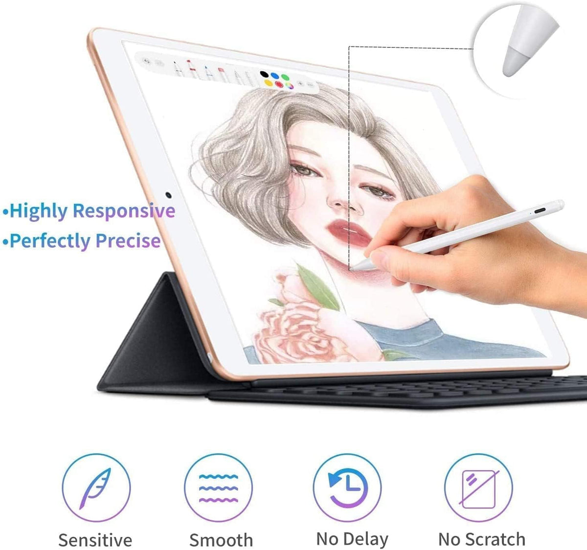 iPad Apple Pencil 2 Generation Upgraded Stylus Pen iPencil Pro with USB C, Palm Rejection 1st gen ,Tilt Sensitivity for iPad 9th/10th/11th/6/7/8 2018-2025 Air/mini 3/4/5/M2/M3 i Pad Pro 11/12.9/