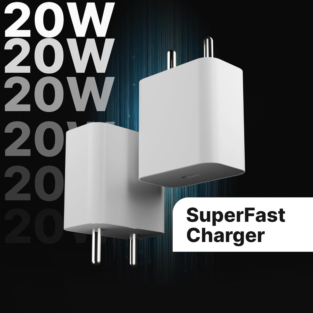 AppleAura iPhone 20W-60W USB-C Charger Adapter for iPhone, iPad, Airpod's &amp; for Android Mobiles with Fast Charging. with 1 Year Warranty