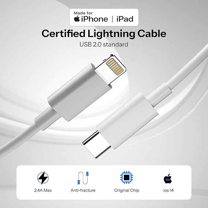 AppleAura Type C to Lightning Fast Charging Cable With High-Speed Data Transfer Compatible with iPhone 14/14 Pro/ 14 Pro Max with 1 Year Manufacturing Warranty.