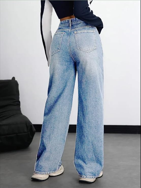 Flutevrinda Nifty Women's Denim Stretchable High Waist Baggy Jeans for Women. (3. B0FM4DD3CC)