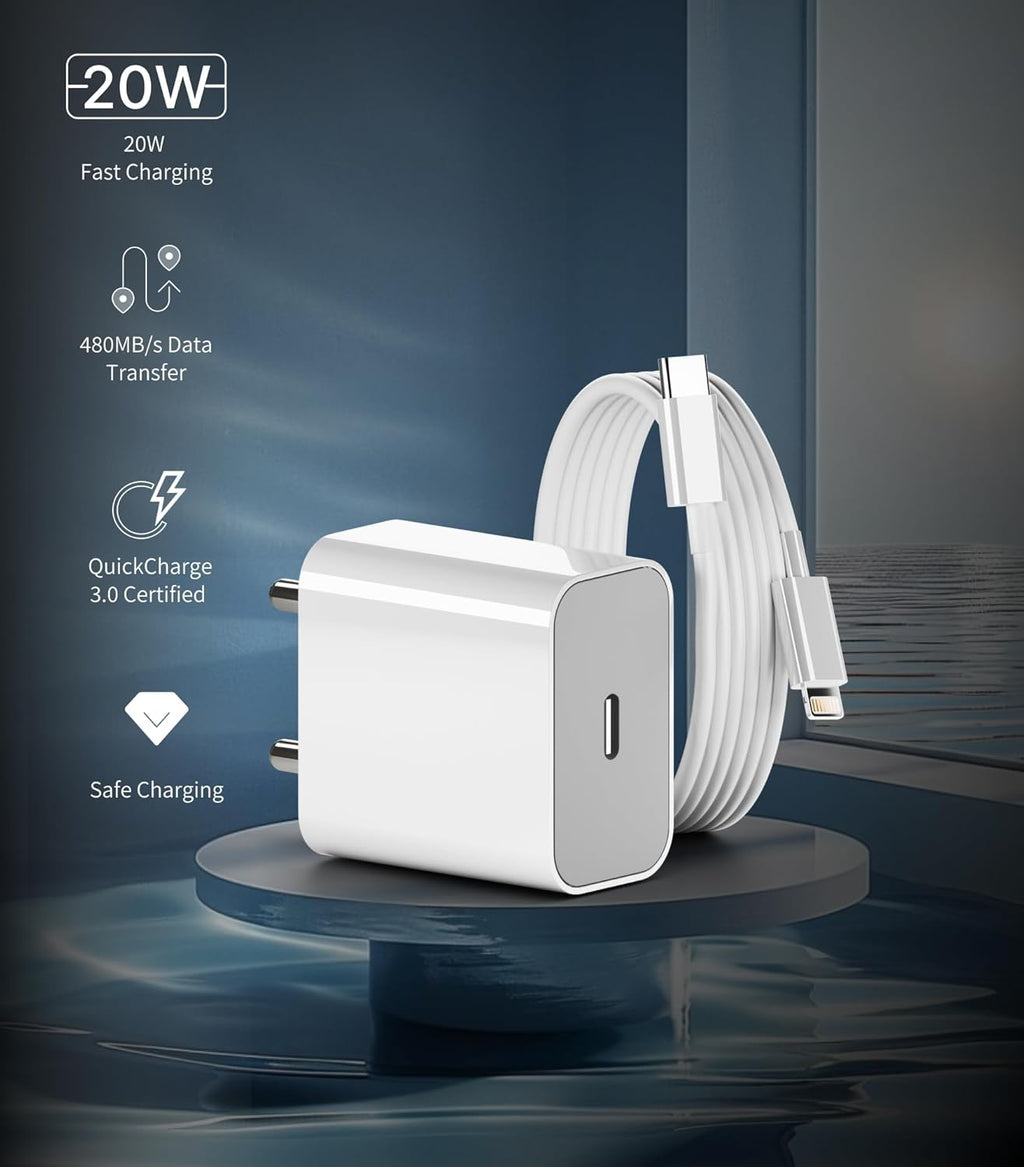 AppIeType  20W USB-C Charger Adapter for iPhone, iPad & AirPods with free Type C to Lightning cable