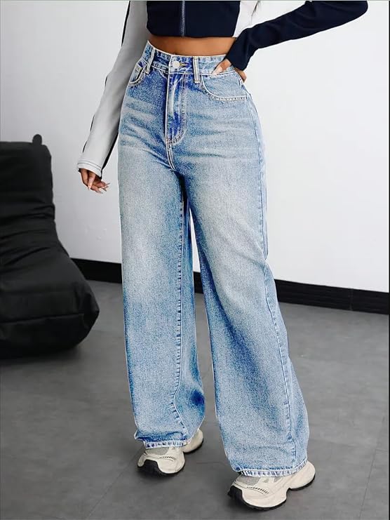 Flutevrinda Nifty Women's Denim Stretchable High Waist Baggy Jeans for Women. (3. B0FM4DD3CC)