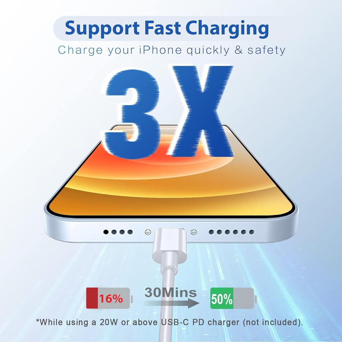 AppleAura 27W Type C to Lightning Fast Charging Cable With High-Speed Data Transfer Compatible with iPhone 14/14 Pro/ 14 Pro Max/ 13/13 Pro/ 13 ProMax/ 12/11/XR/XS/X/8 S