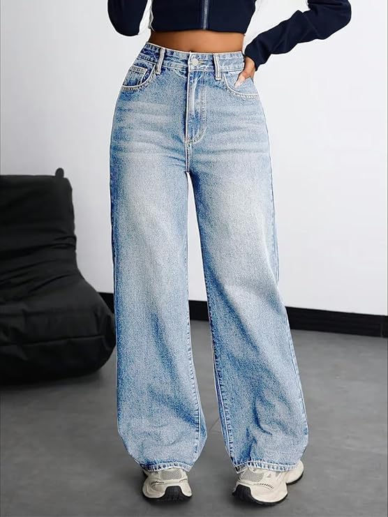 Flutevrinda Nifty Women's Denim Stretchable High Waist Baggy Jeans for Women. (3. B0FM4DD3CC)