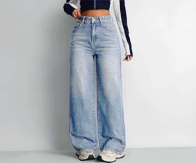 Flutevrinda Nifty Women's Denim Stretchable High Waist Baggy Jeans for Women. (3. B0FM4DD3CC)