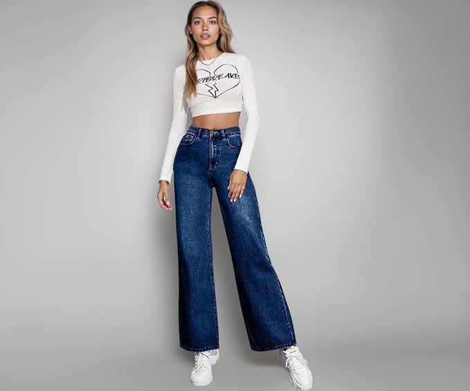 KOTTi Women’s High-Waist Straight-Fit Denim Jeans – Style and Fashionable Casual Wear